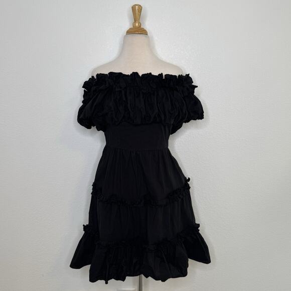 Love the Label Women Rosaline Mini Dress Size S Black Cotton Romantic Cottage - Picture 3 of 16